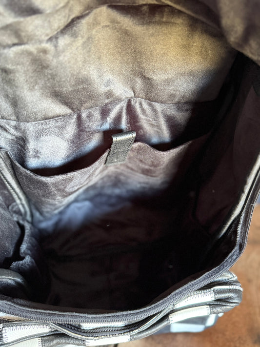 Black/White Checkered Leather Backpack