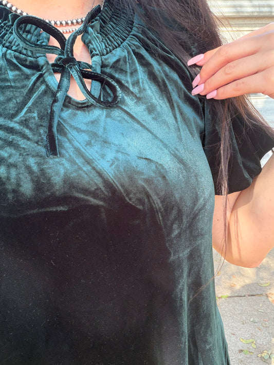 Holiday Velvet Dress - Forest
