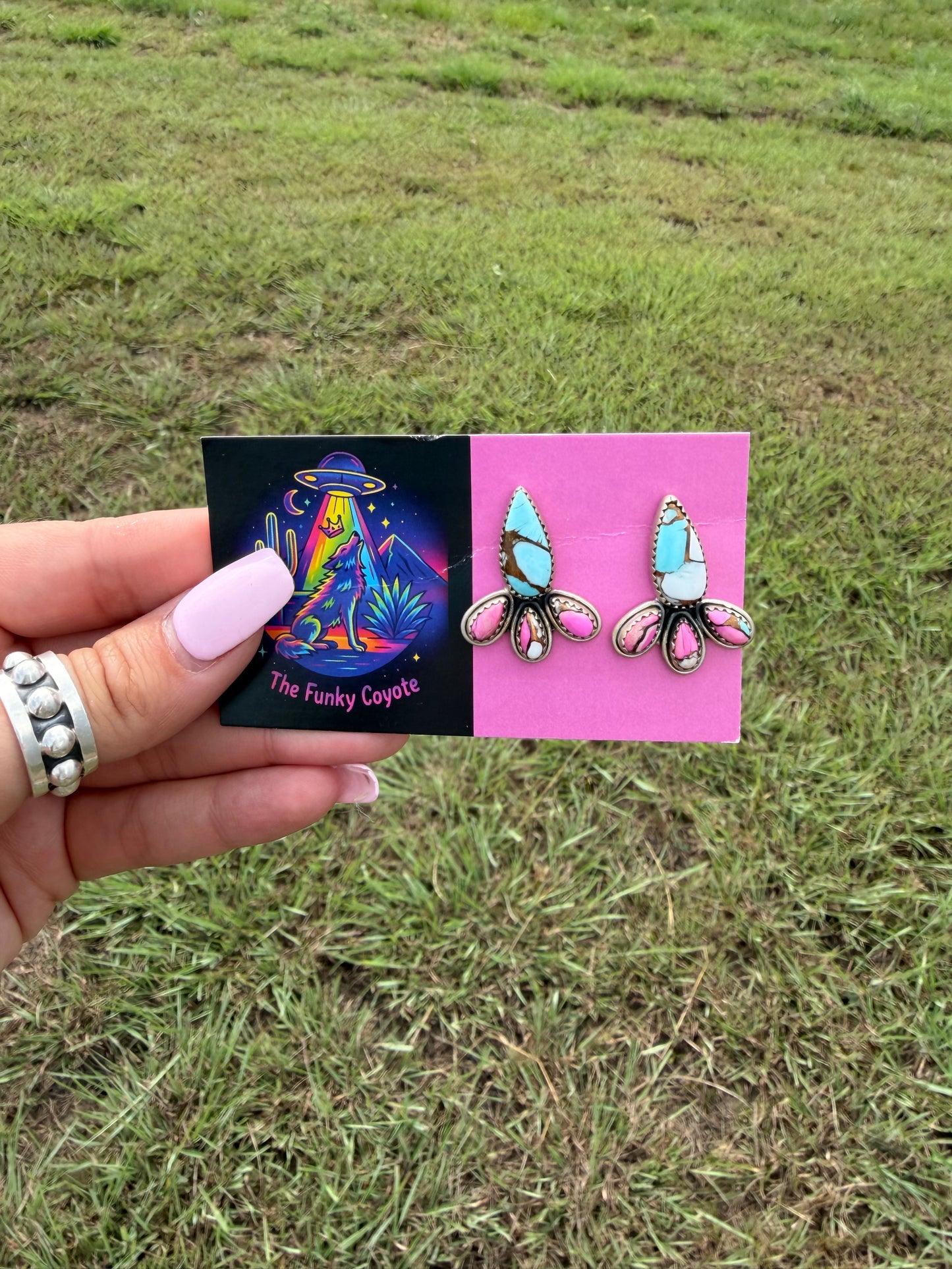Cotton Candy Turquoise Stud Earrings