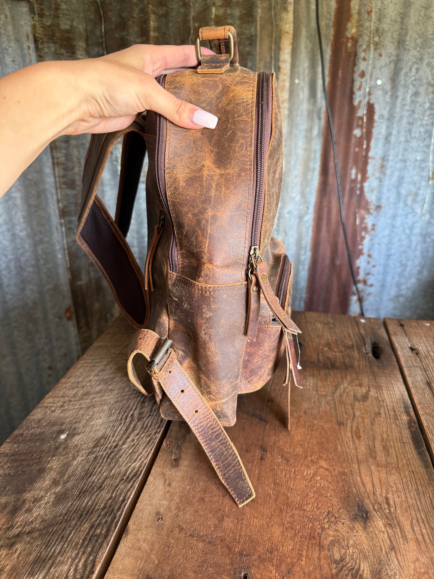 Rustic Leather Backpack