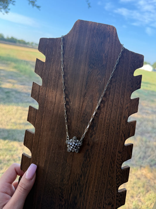 Checkered Star Necklace
