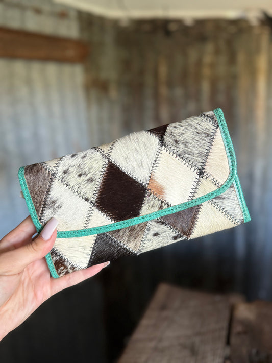 Cowhide Wallet - Turquoise