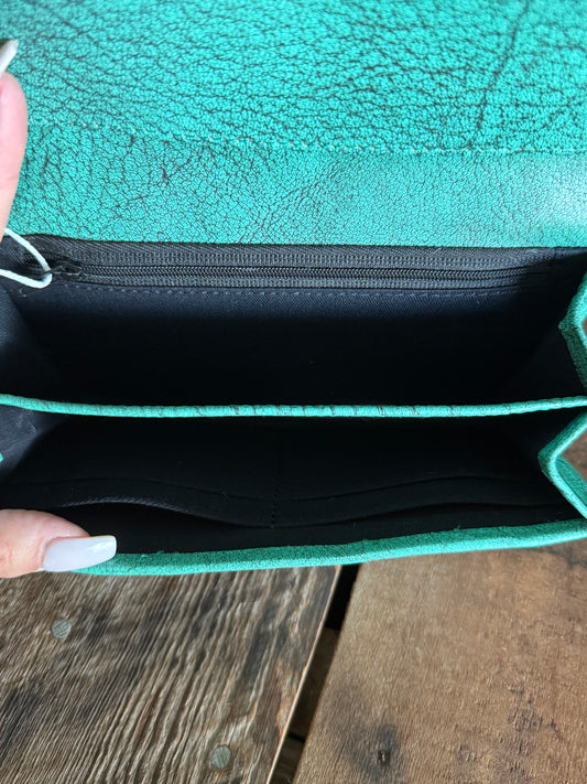 Cowhide Wallet - Turquoise