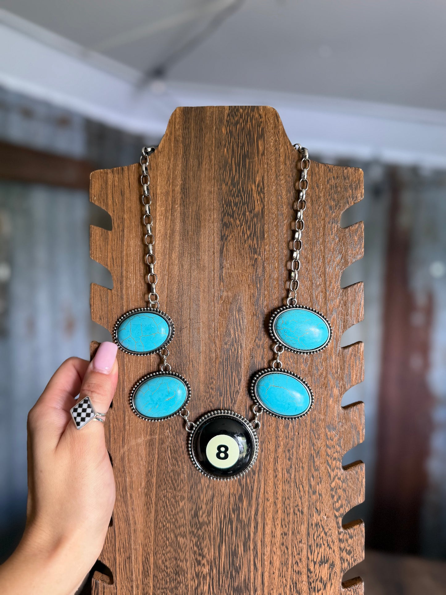 Large 8 Ball / Turquoise Necklace