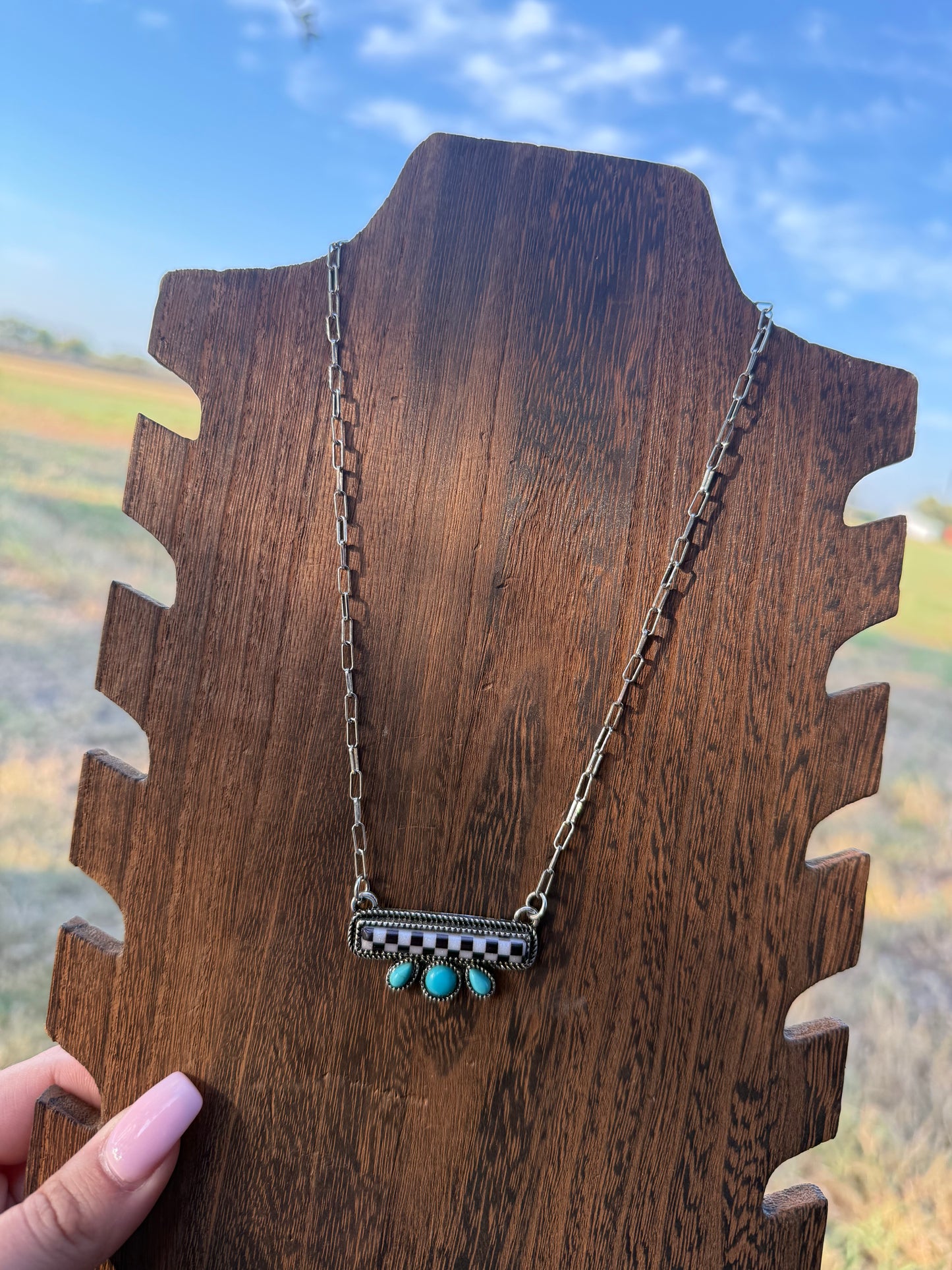 Checkered Bar Necklace
