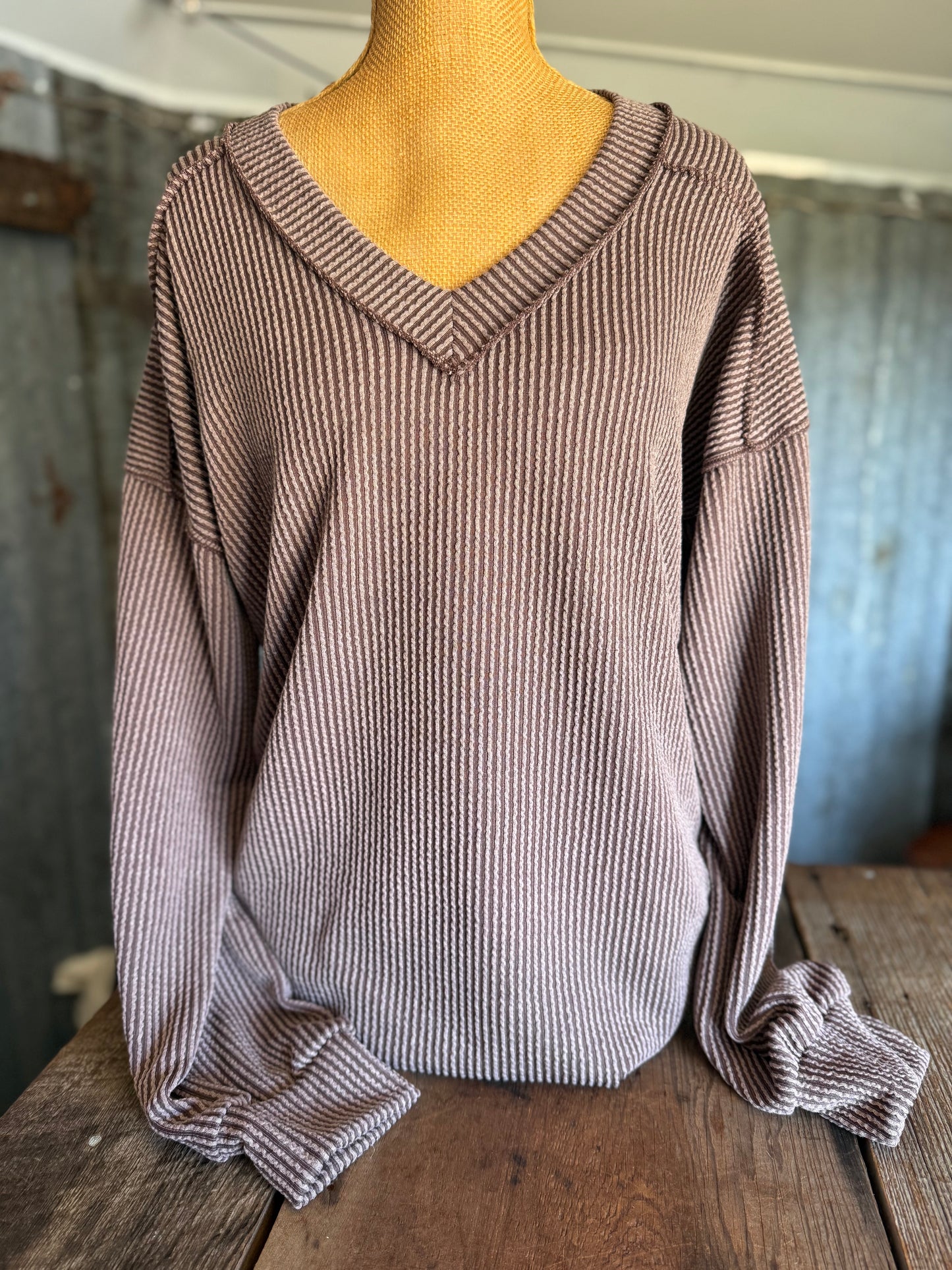 Ribbed Long Sleeve - Brown