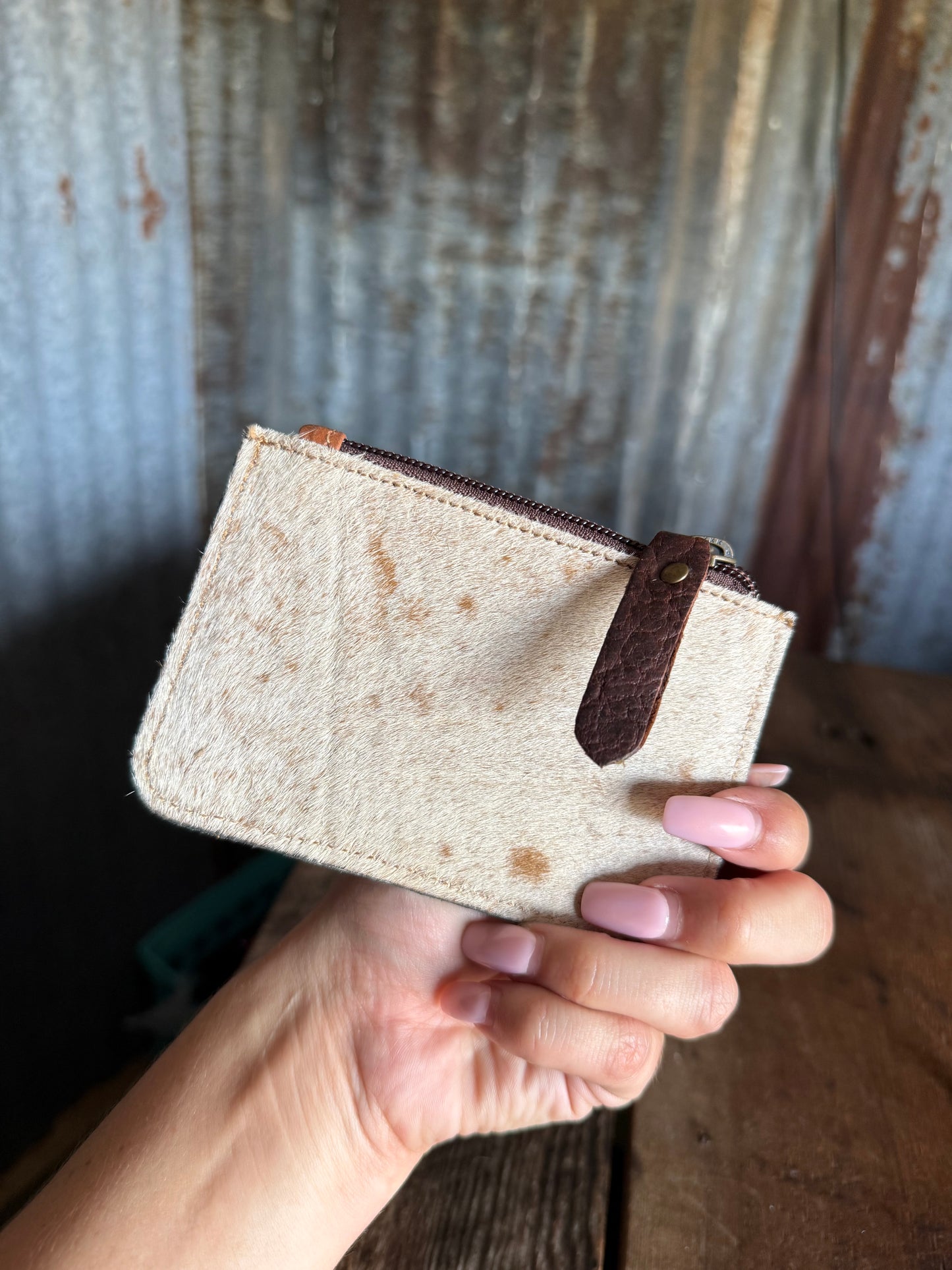 Turquoise Pup Leather Pouch