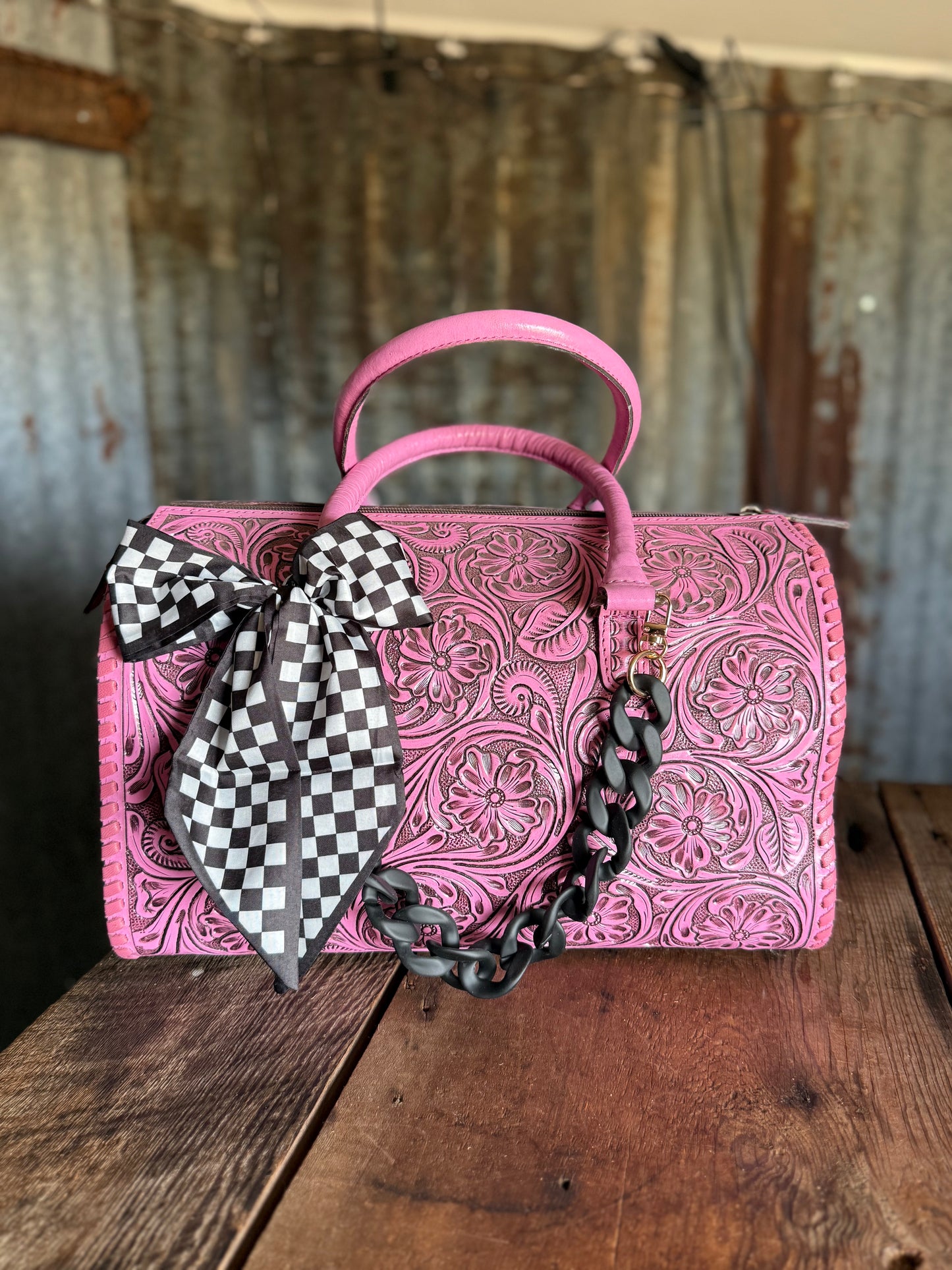 Pink Girl Tooled Speedy - Large