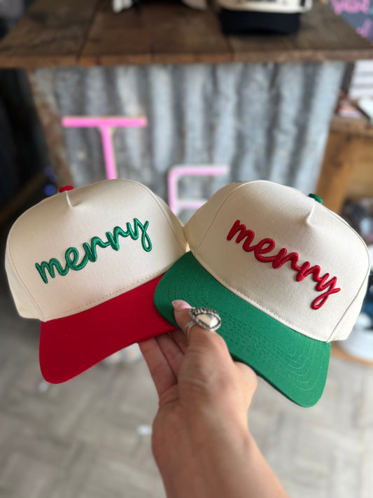 Merry Cap - Green Cap / Red Embroidery