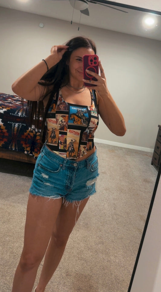 Cowboy Print Crop - Corset Vibes