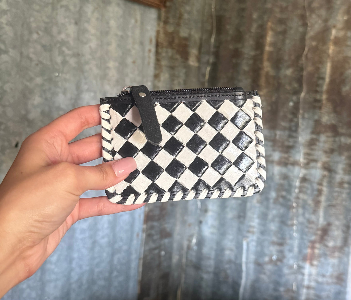 Checkered Coin Pouch