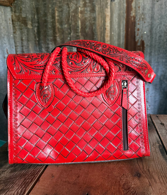 Tooled Tilly Purse or Crossbody - Red
