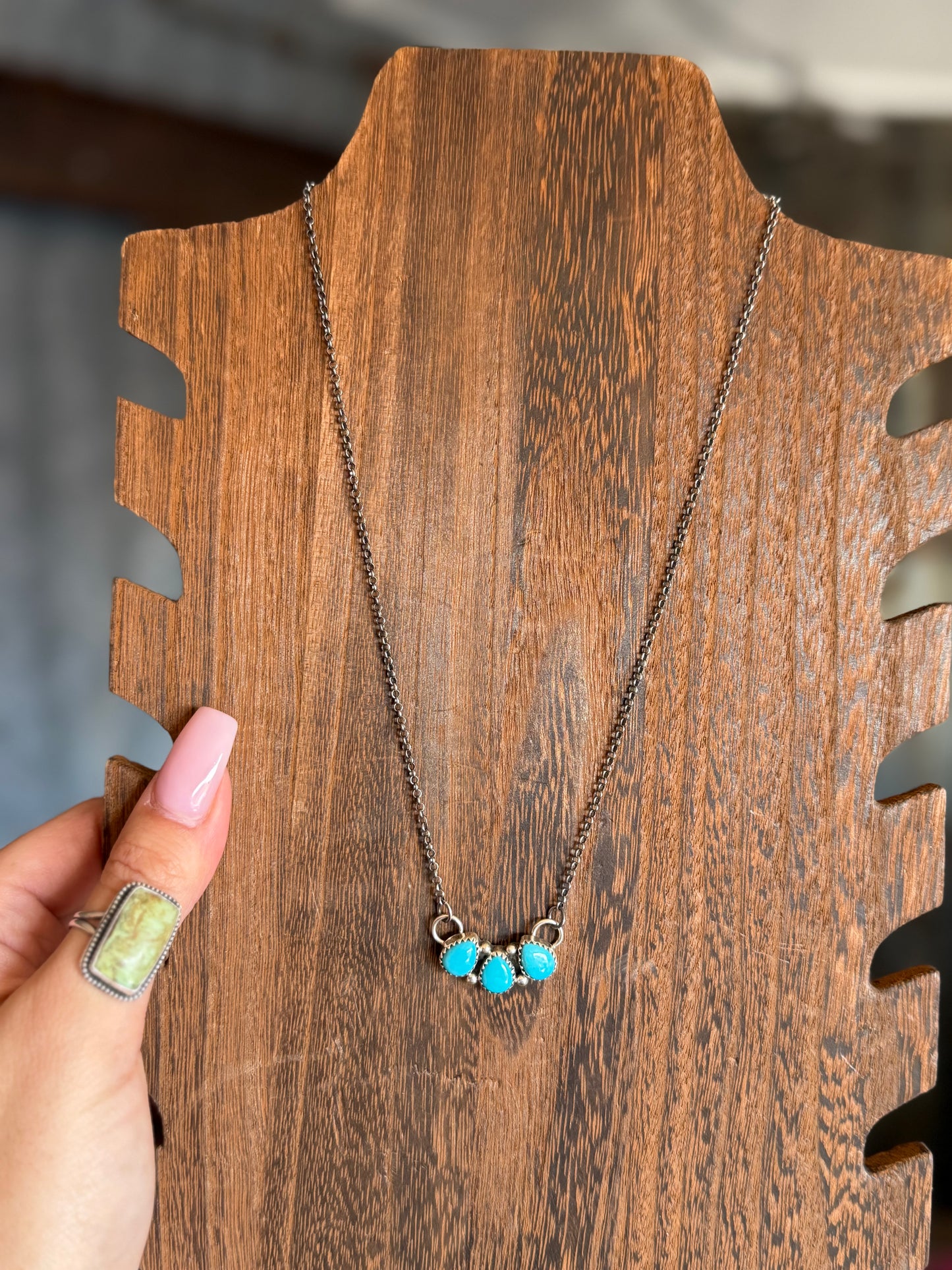 3 Stone Turquoise Necklace