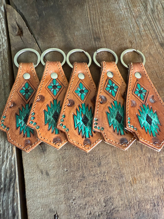 Tooled Leather Keychain