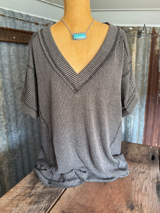 Ribbed Top - Charcoal