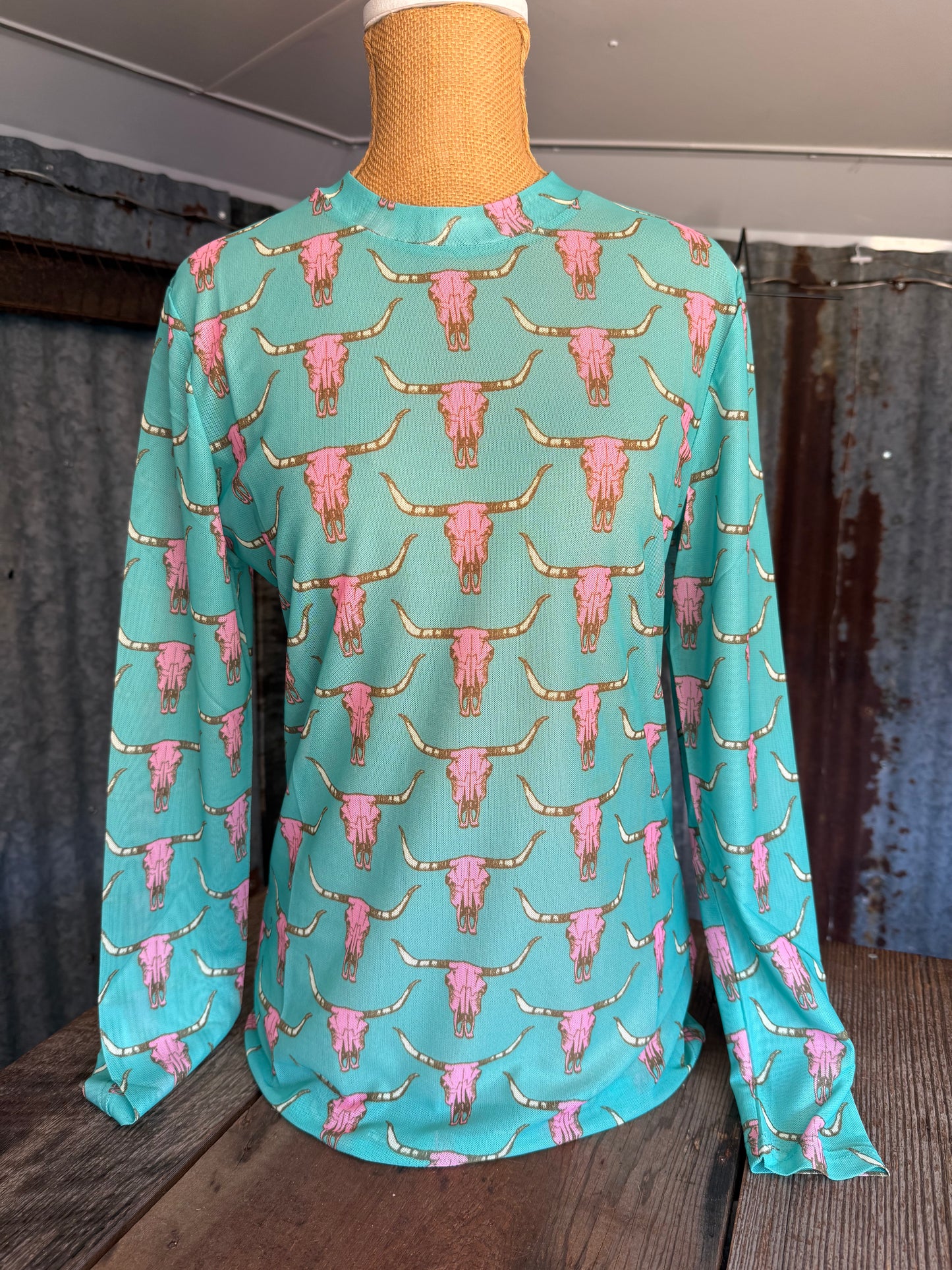 Mesh Long Sleeve - Cow Skull