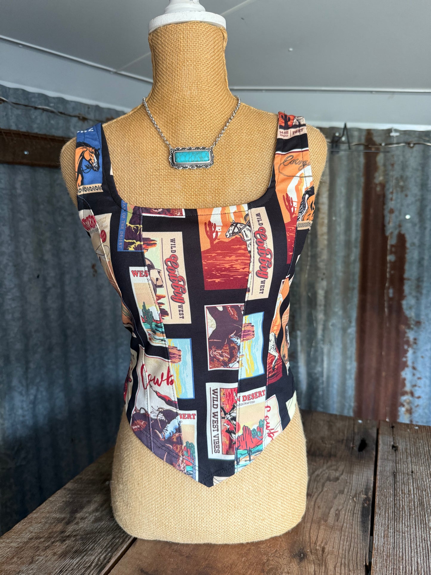 Cowboy Print Crop - Corset Vibes
