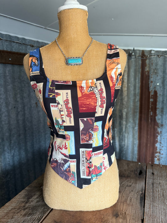 Cowboy Print Crop - Corset Vibes