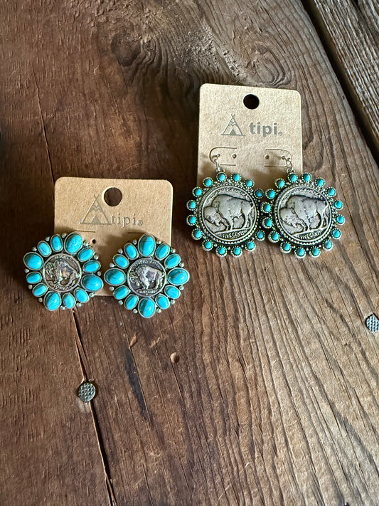 Earrings - Buffalo Coin