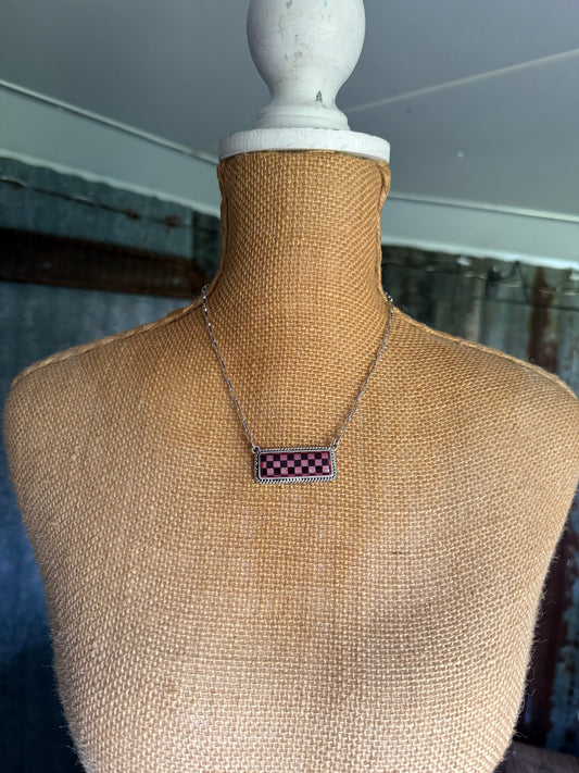Checkered Bar Necklace