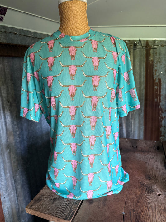 Cow Skull Mesh Tee - Large