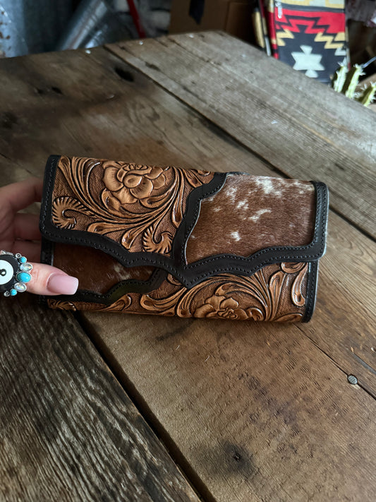 Cowhide & Tooled Wallet