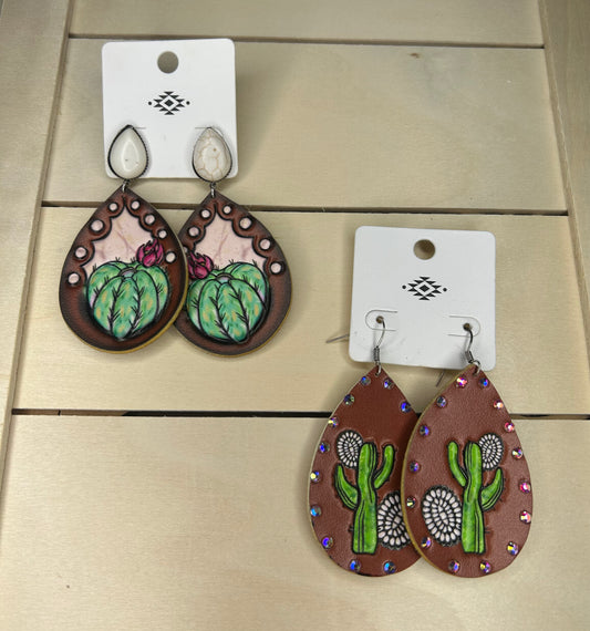 Leather Teardrops- Cactus