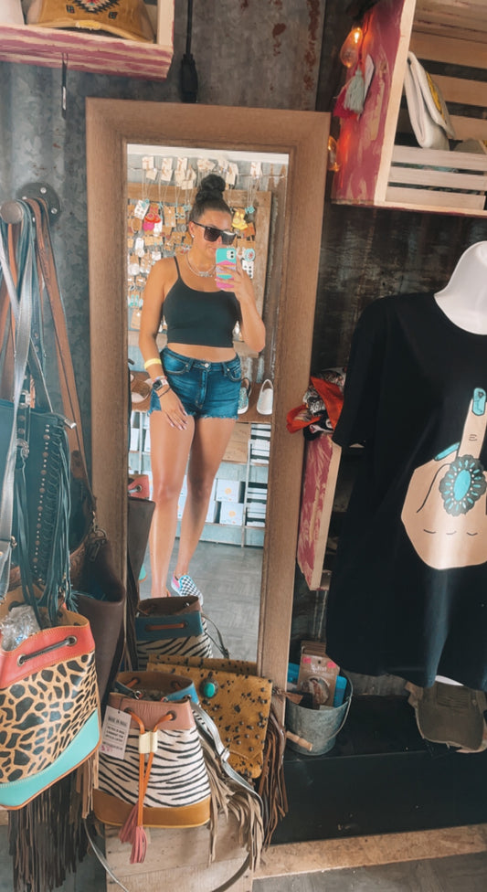 Kancan Dark Wash High Rise Shorts