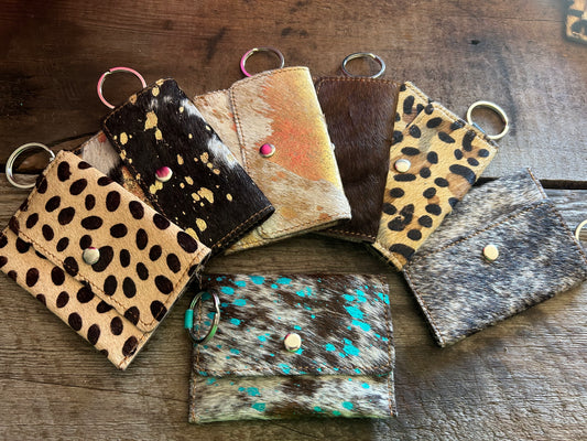 Cowhide Card Keychains