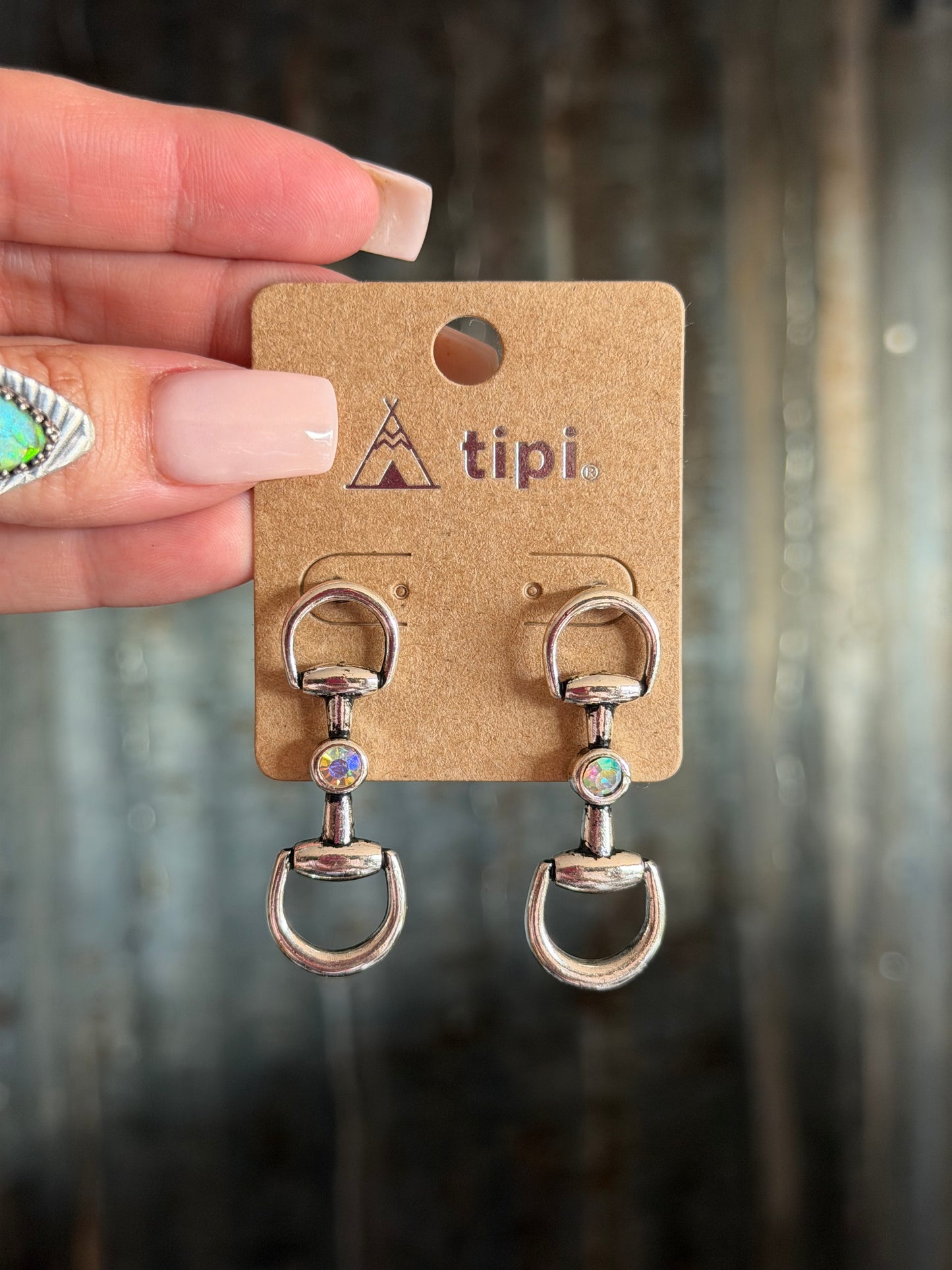 Bit Stud Earrings - Rhinestone