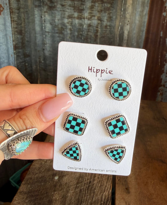 Checkered Earring Set