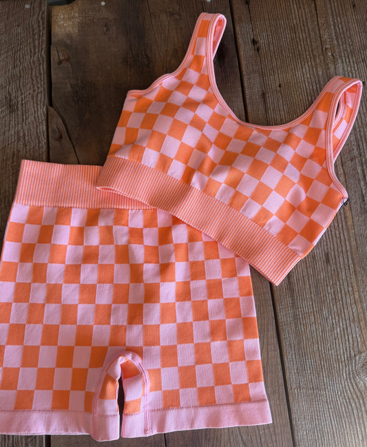 Checkered Set - Orange / Peach