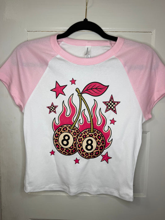 8 Ball Cherry Cropped Tee