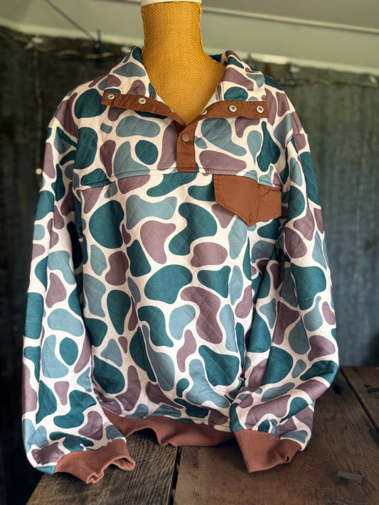 Quilted Camo Pullover