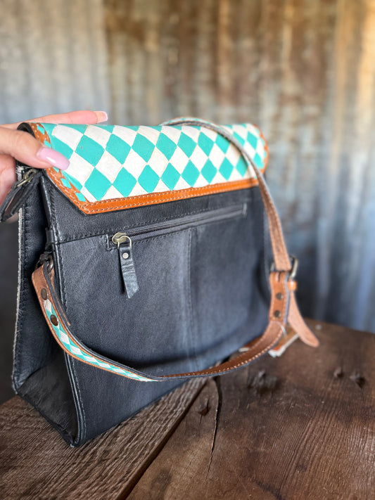 Checkered & Cowhide Cross Body