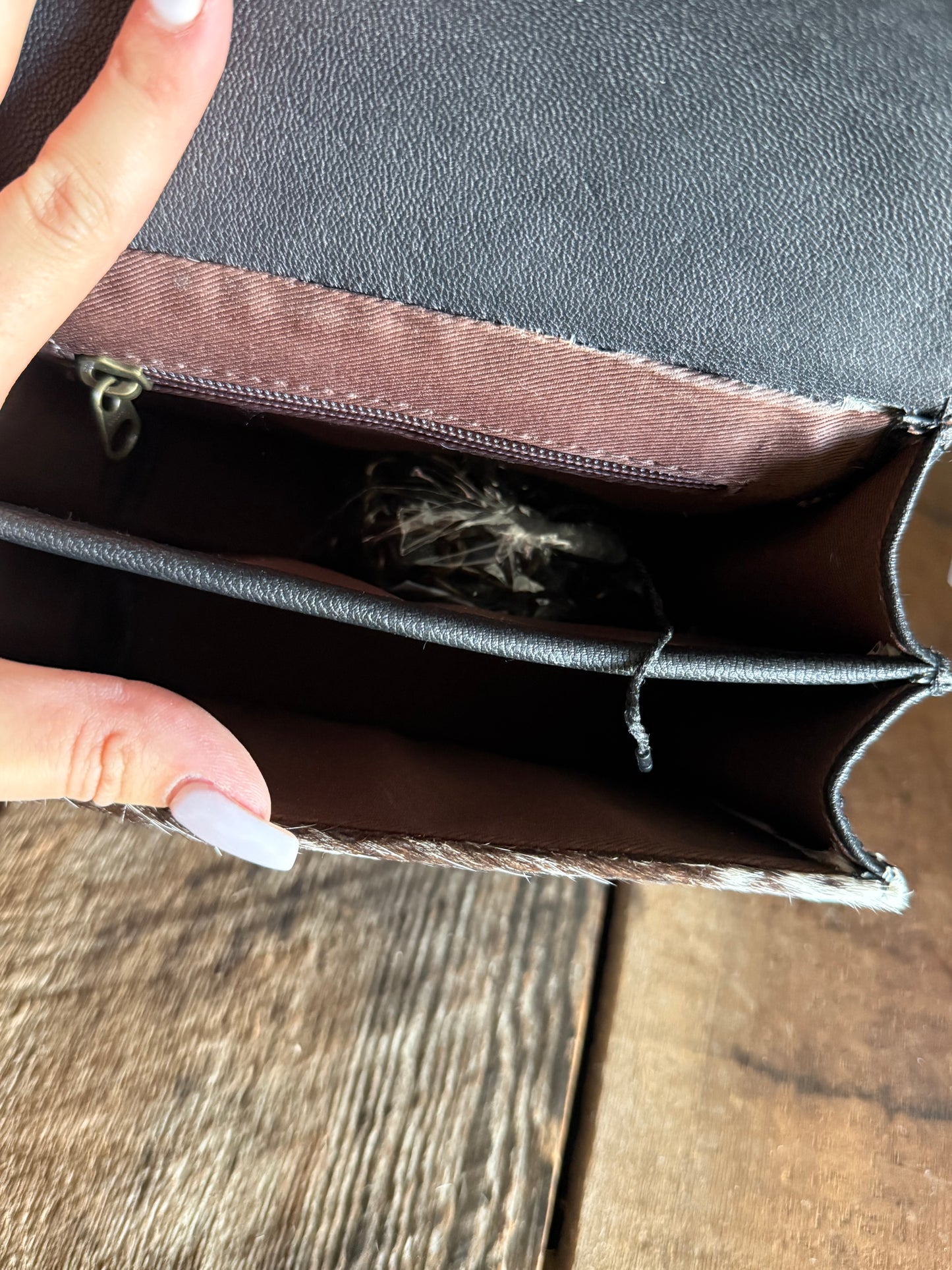 Checkered/ Cowhide Mini Crossbody