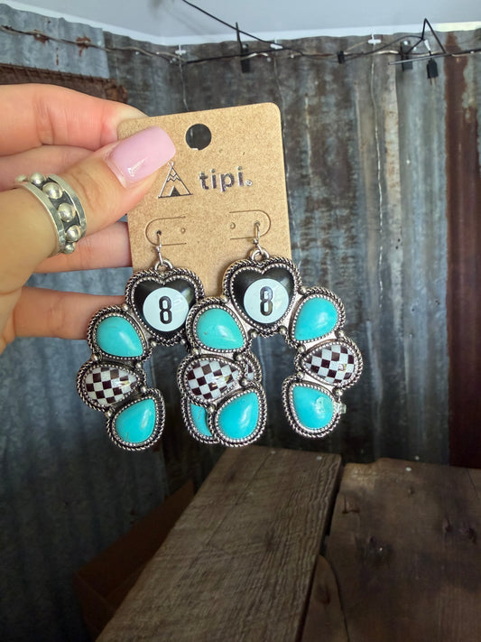 8 Ball / Checkered Squash Earrings