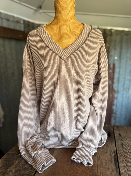 Ribbed Long Sleeve - Tan