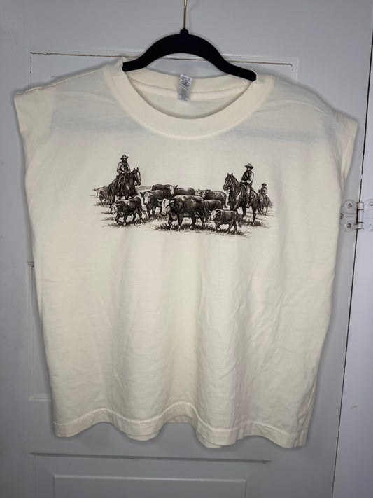 Cattle Drive Crop Tank - Cream