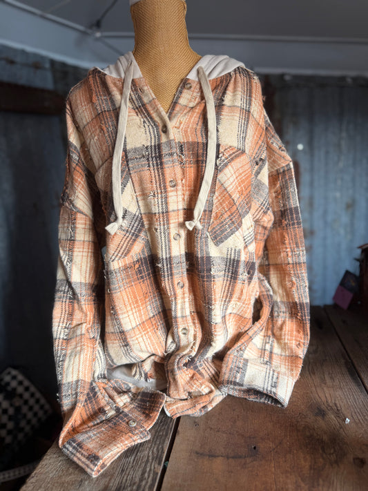 Button Down Flannel Hoodie