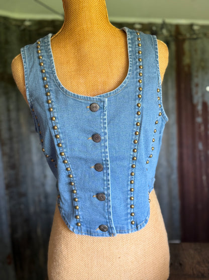 Studded Denim Vest