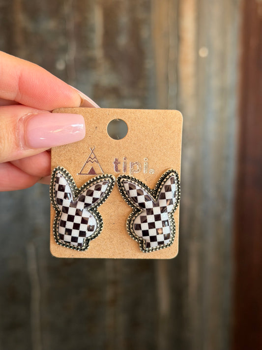 Checkered Bunny Earrings