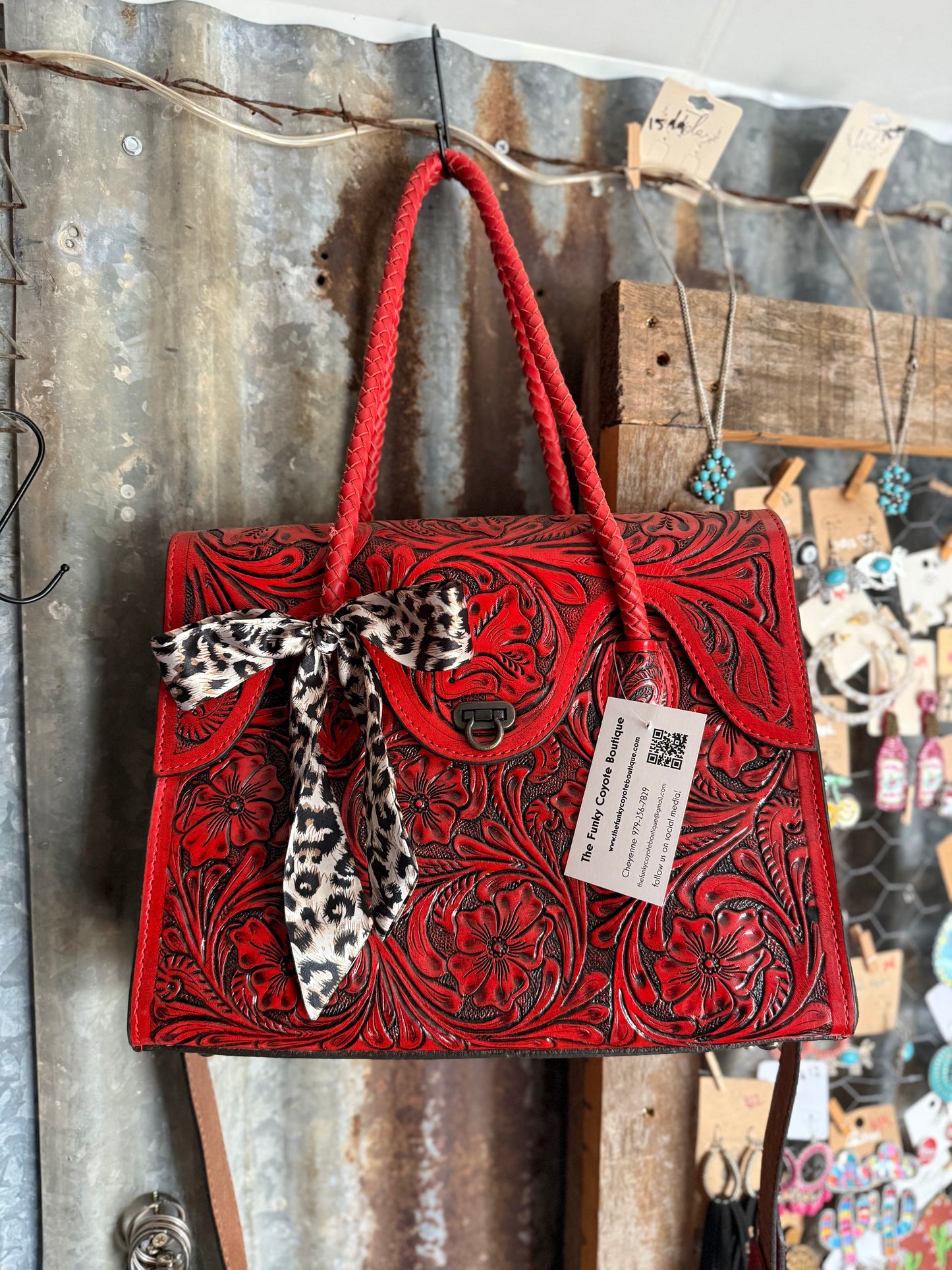 Tooled Tilly Purse or Crossbody - Red