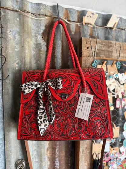 Tooled Tilly Purse or Crossbody - Red