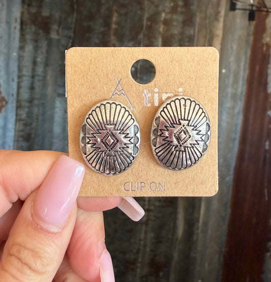 Clip On Concho Earrings