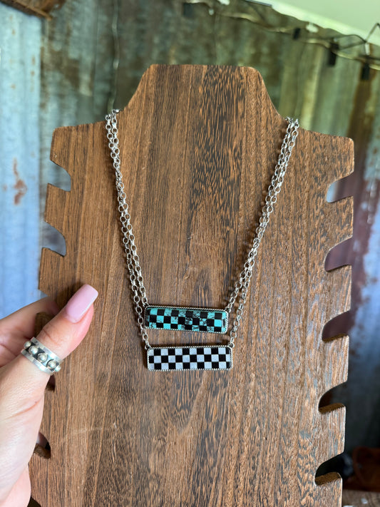 Checkered Bar Necklace