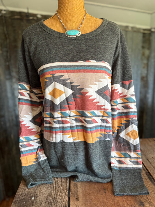 Green Aztec Long Sleeve