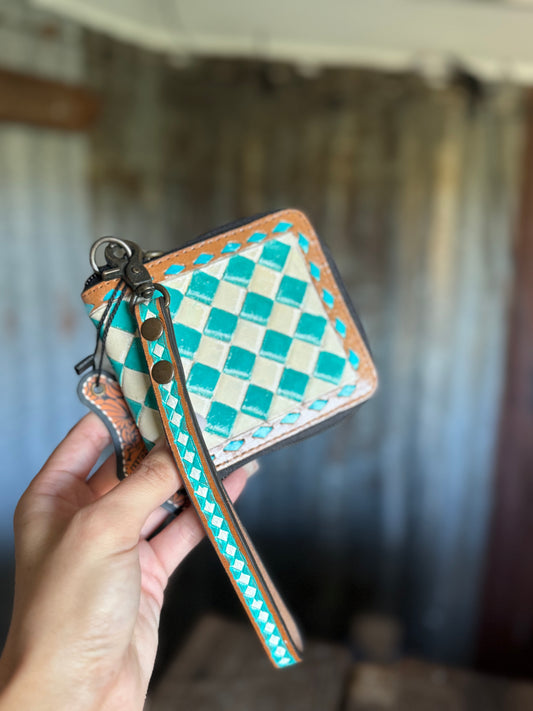 Checkered Wristlet Wallet