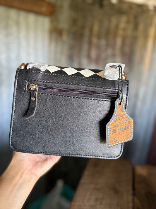 Checkered/ Cowhide Mini Crossbody