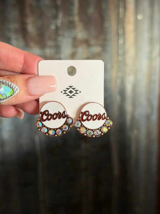 Beer Stud Earrings - White